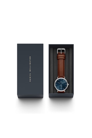 Montre à quartz en cuir - Marron et argenté