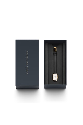 Montre à quartz en cuir - Noir et doré