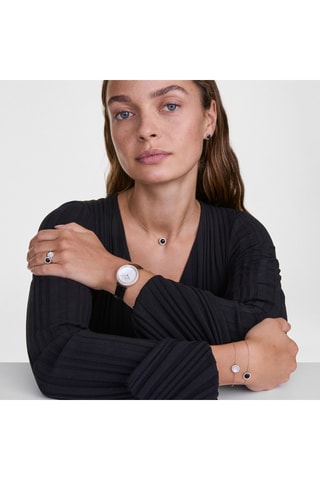 Montre à quartz en cuir - Noir et rose