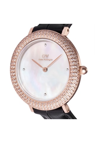Montre à quartz en cuir - Noir et rose