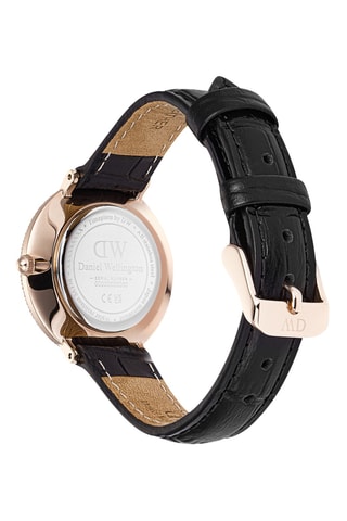 Montre à quartz en cuir - Noir et rose