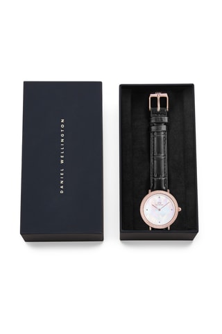 Montre à quartz en cuir - Noir et rose