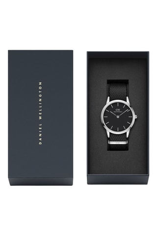 Montre à quartz en nylon - Noir et argenté