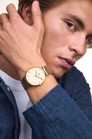 Montre à quartz en acier - Doré