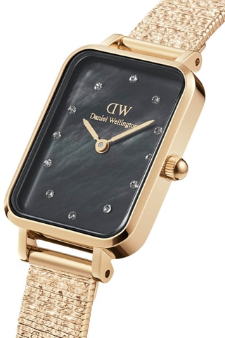 Montre à quartz en nacre et plaqué or jaune The Quadro Lumine Pressed - 20 x 26 mm