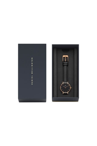 Montre à quartz en cuir Sheffield 28 mm - Noir et doré rose