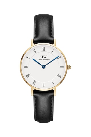 Montre à quartz en cuir Petite 28 Sheffield - Noir et doré