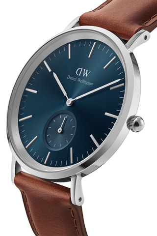 Montre à quartz en cuir - Marron et argenté