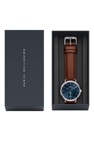 Montre à quartz en cuir - Marron et argenté