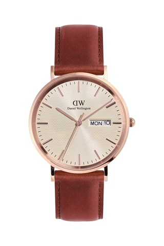 Montre à quartz en cuir - Marron et doré