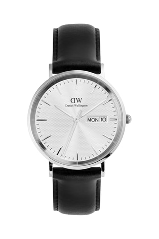 Montre à quartz en cuir - Noir et argenté