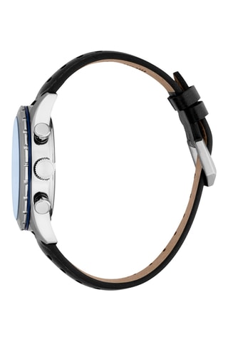 Reloj de cuarzo de piel - Cronógrafo - Negro y plateado