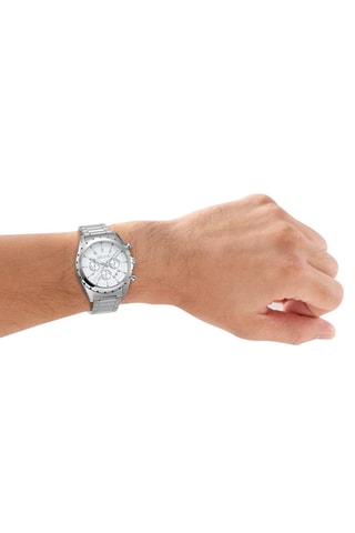 Reloj de cuarzo de acero - Cronógrafo - Plateado
