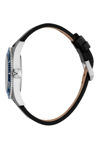 Reloj de cuarzo de piel - Negro y plateado