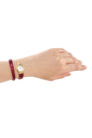 Reloj de cuarzo de acero - Rojo y dorado