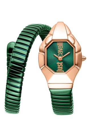 Reloj de cuarzo de acero - Verde y dorado