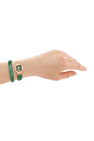 Reloj de cuarzo de acero - Verde y dorado