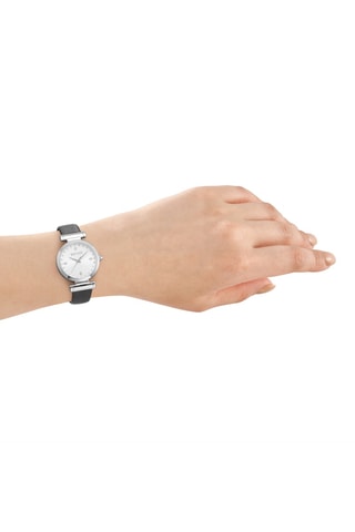 Reloj de cuarzo de piel - Negro y plateado