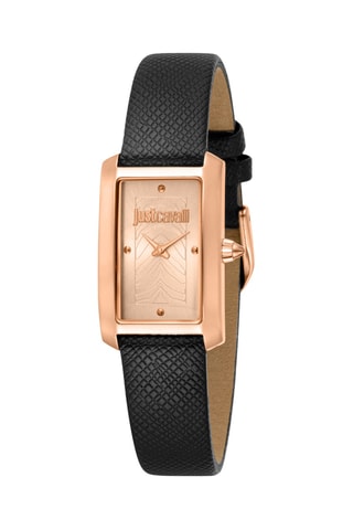 Reloj de cuarzo de piel - Negro y rosa dorado