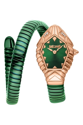 Reloj de cuarzo de acero - Verde y rosa dorado