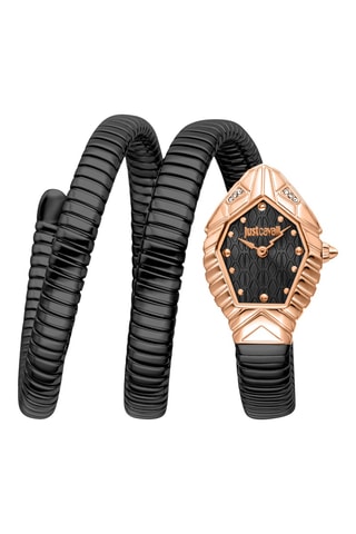 Reloj de cuarzo de acero - Negro y rosa dorado