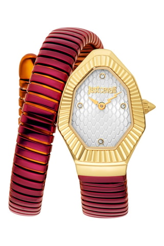 Reloj de cuarzo de acero - Rojo y dorado