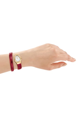 Reloj de cuarzo de acero - Rojo y dorado