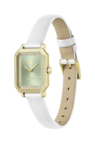 Reloj de cuarzo de piel - Blanco y dorado