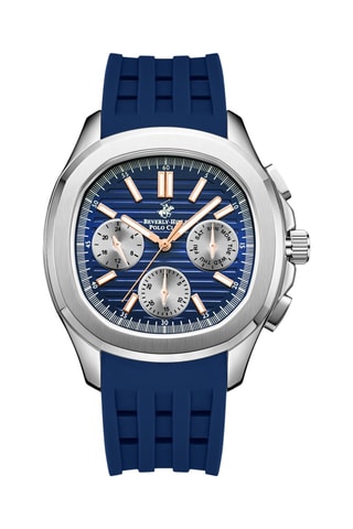 Reloj de cuarzo de silicona - Azul y plateado