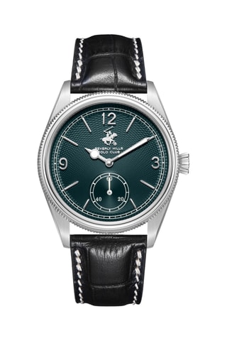 Reloj de cuarzo de piel - Negro y plateado