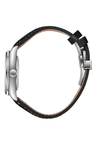 Reloj de cuarzo de piel - Negro y plateado