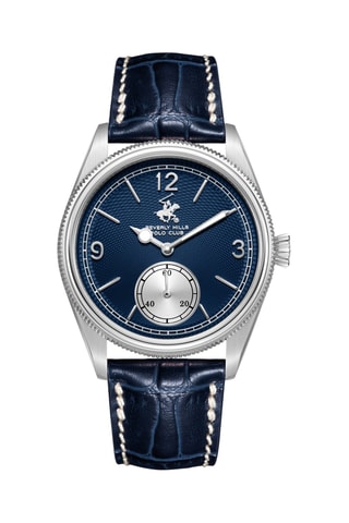 Reloj de cuarzo de piel - Azul y plateado