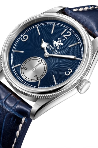 Reloj de cuarzo de piel - Azul y plateado