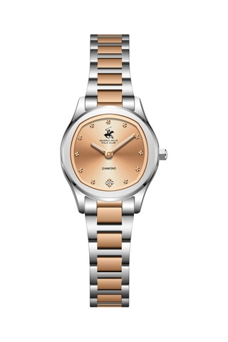 Reloj de cuarzo de metal y diamante