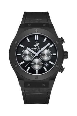 Reloj de cuarzo de piel y cerámica - GMT - Negro