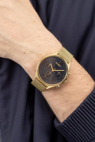 Reloj de cuarzo de acero - Dorado y azul oscuro