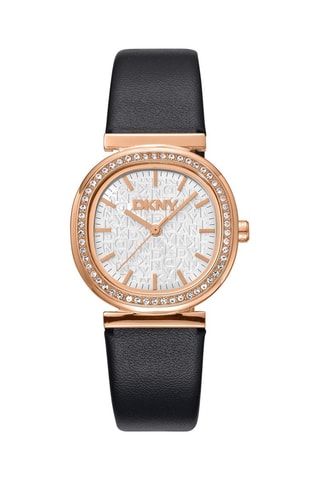 Reloj de cuarzo de piel - Negro y rosa dorado