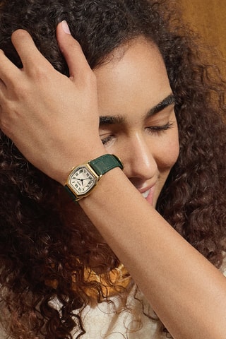 Leren Quartz Horloge Harlow - Groen - Fossil