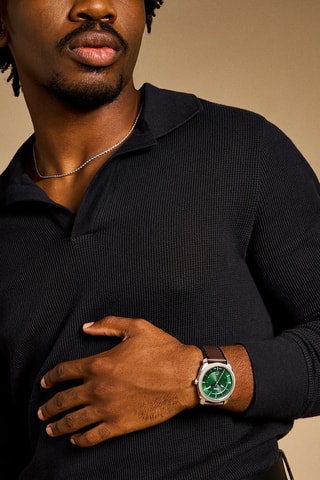 Reloj de cuarzo de piel Machine - Marrón y plateado - Fossil