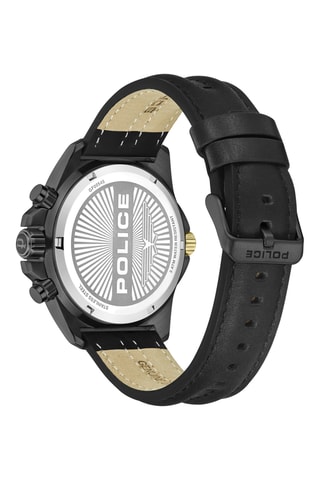 Reloj de cuarzo de piel, chapado en ion negro Rebel - GMT - Police
