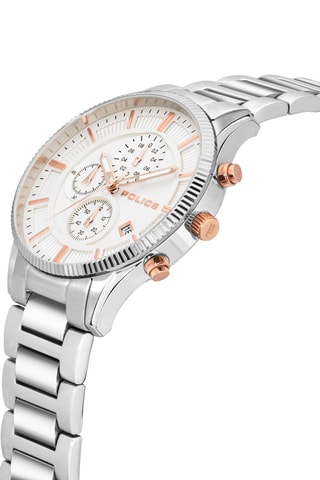 Reloj de cuarzo de acero Urban - Cronógrafo - Plateado y blanco - Police