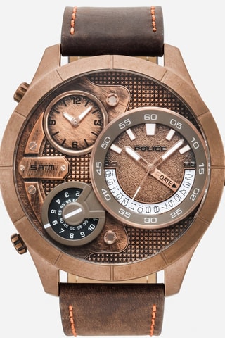 Reloj de cuarzo de piel y chapado en ion plateado Urban - Police