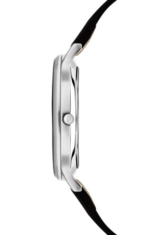 Reloj de cuarzo de piel Tasman - Negro y plateado
