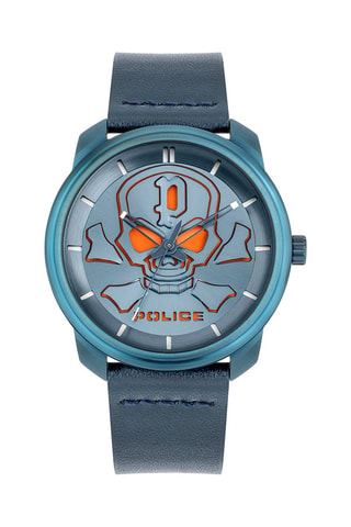 Reloj de cuarzo de piel y chapado en ion azul Bleder -
