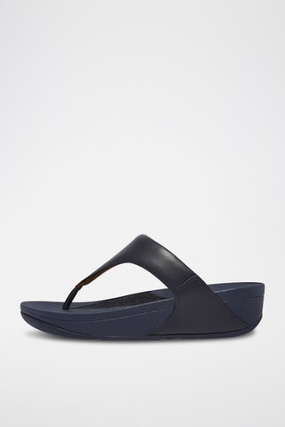 Leren Slippers met Sleehak Lulu Leather - Marineblauw