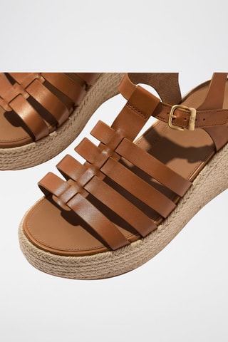 Leren Platform Sandalen - Bruin