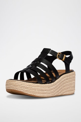 Leren Platform Sandalen - Zwart
