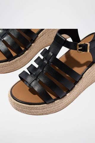 Leren Platform Sandalen - Zwart