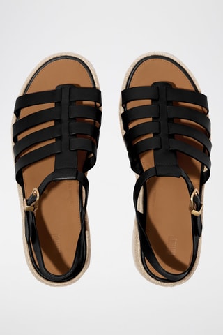 Leren Platform Sandalen - Zwart