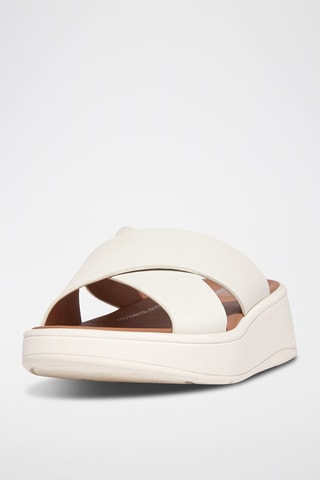 Leren Muiltjes met Sleehak F-Mode Beige